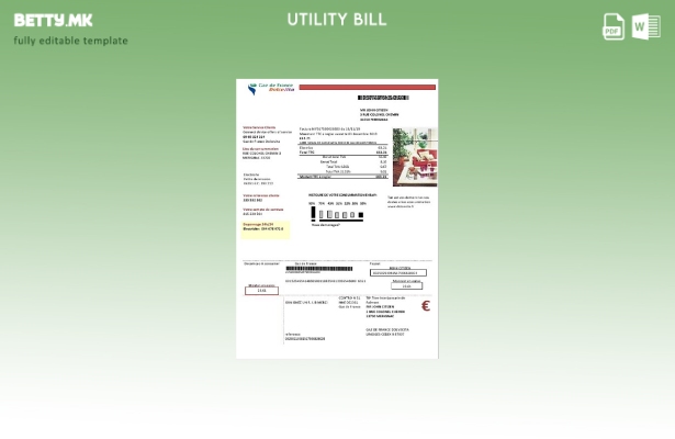 Модерен стил Шаблон за зборови за комунални сметки France Gaz de France Dolcevit