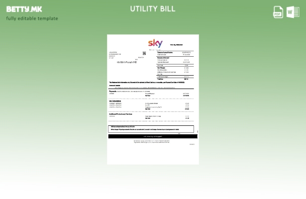Модерен стил Шаблон за извод на сметки за комунални услуги на Обединетото Кралст