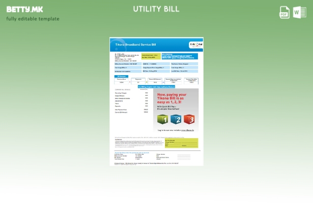 Модерен стил Шаблон за комунални сметки Индонезија Tikona