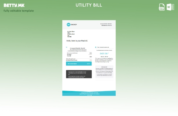 Модерен стил Шаблон за комунални сметки Обединетото Кралство So Energy