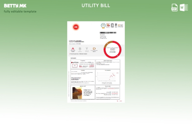 Модерен стил Шаблон за комунални сметки за Шпанија EDP, шаблон за верзија