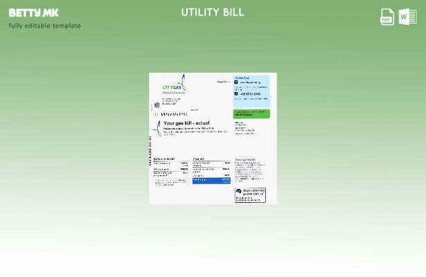 Модерен стил Шаблон за комунални сметки за градски гас во Сингапур