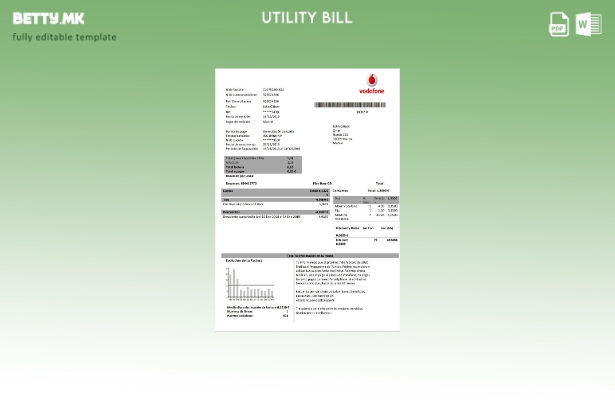 Модерен стил Шаблон за комунални сметки за телекомуникации на Шпанија Vodafone