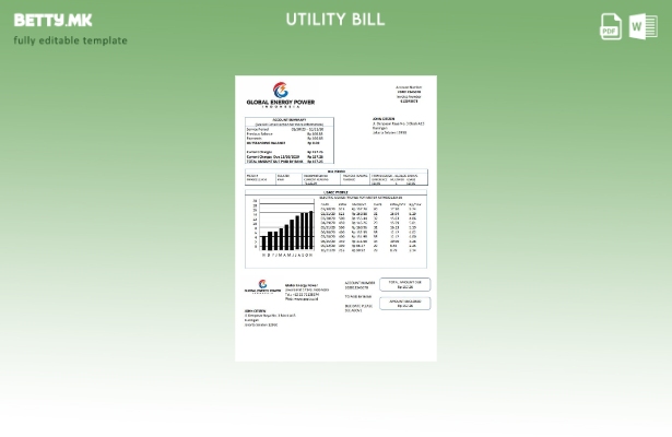 Модерен стил Шаблон за комунални сметки на Индонезија Global Energy Power