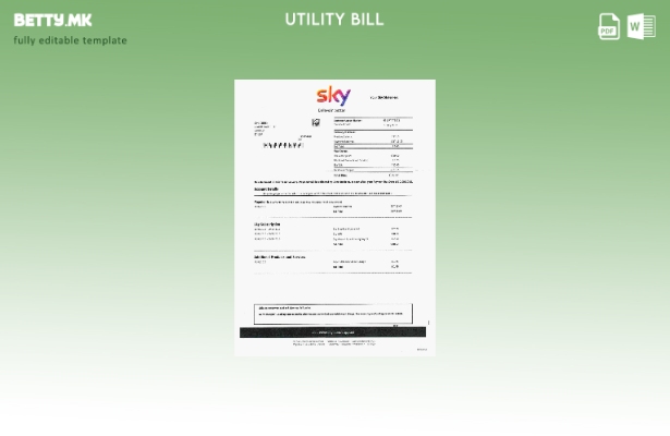 Модерен стил Шаблон за комунални сметки на Обединетото Кралство Скај