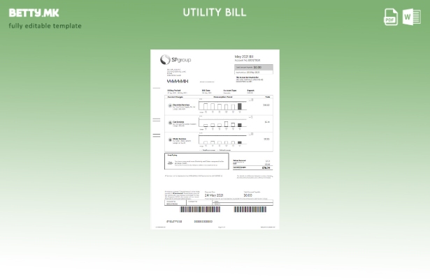 Модерен стил Шаблон за комунални сметки на Сингапур SP Group