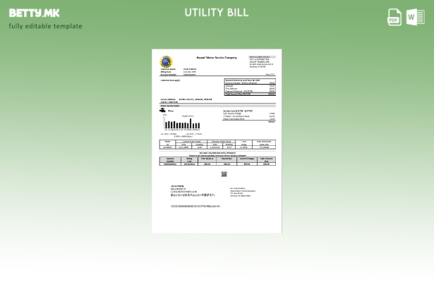Модерен стил Шаблон за комунални сметки на компанијата за водоснабдување на САД