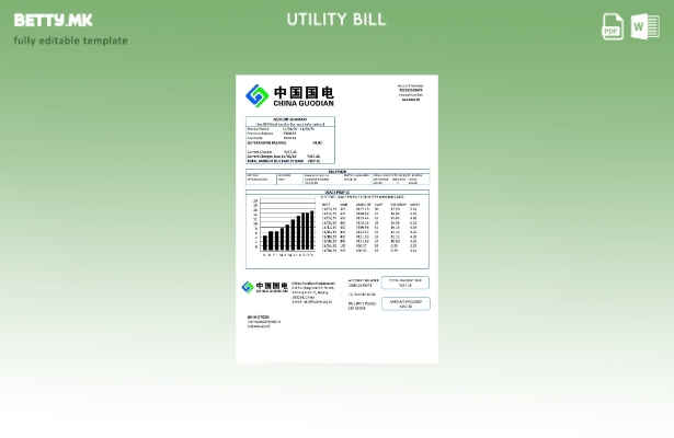 Модерен стил Шаблон за сметки за електрична енергија на корпорацијата Кина Гуоди
