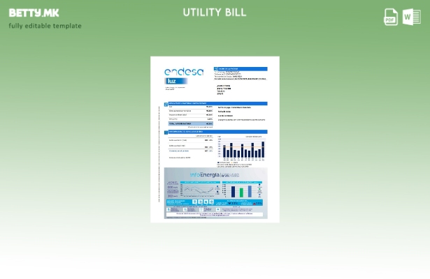 Модерен стил Шаблон за сметки за комунални услуги Шпанија Endesa luz