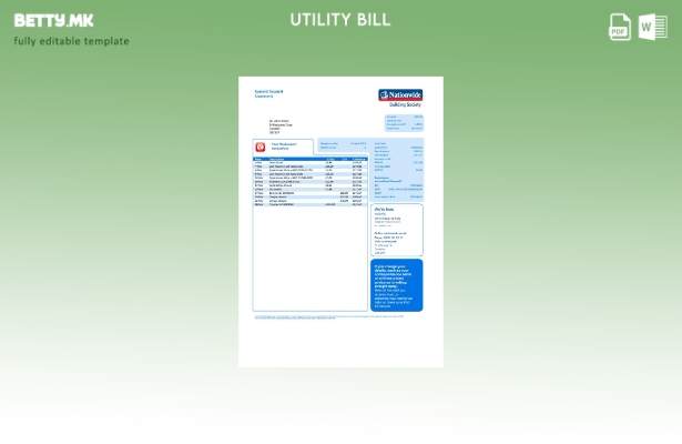 Модерен стил Шаблон за сметки за комунални услуги во Обединетото Кралство