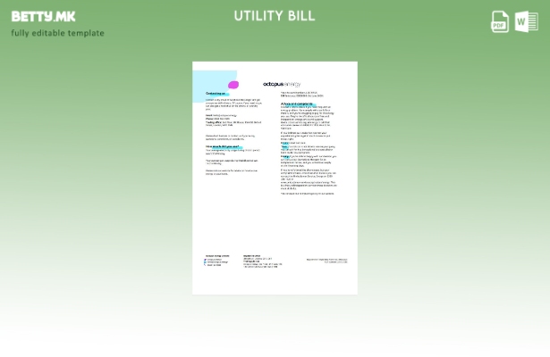 Модерен стил Шаблон за сметки за комунални услуги на Обединетото Кралство Octo 1