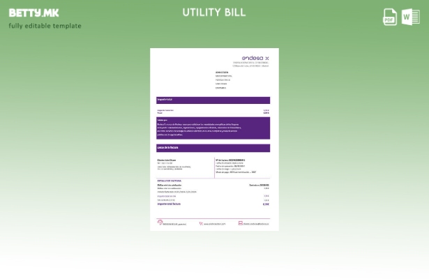 Модерен стил Шпанија Барселона endesa X шаблон за сметки за електрична енергија
