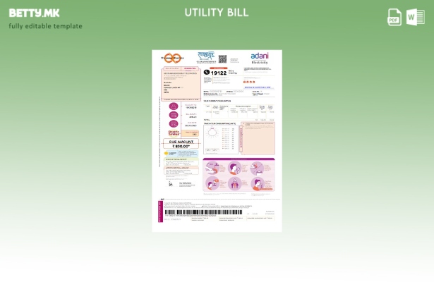 Модерен стил во Индија Адани Шаблон за збор за сметки за електрична енергија