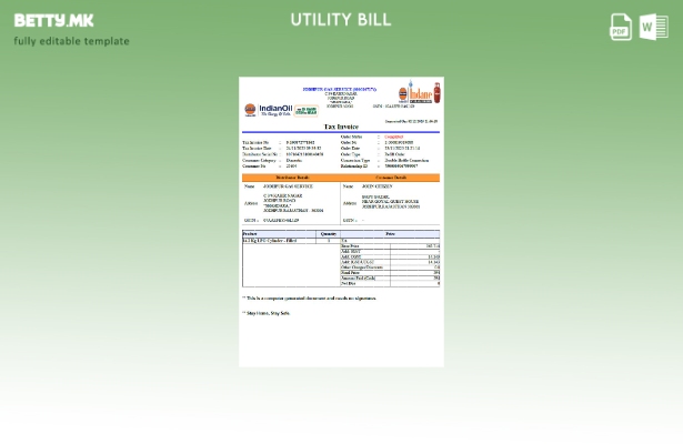 Модерен стил во Индија индиски шаблон за сметки за комунални нафта
