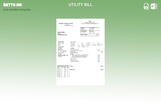 Модерен стил во Канада, Источен Онтарио, шаблон за комунални сметки за електричн