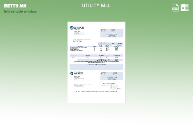 Модерен стил на САД Ајова Град Девенпорт шаблон за комунални сметки