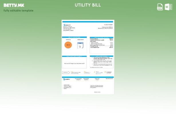 Модерен стил на САД Калифорнија Directv шаблон сметки за комунални услуги