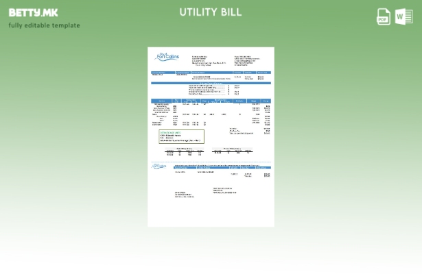 Модерен стил на САД Колорадо Форт Колинс Утилити шаблон за комунални сметки