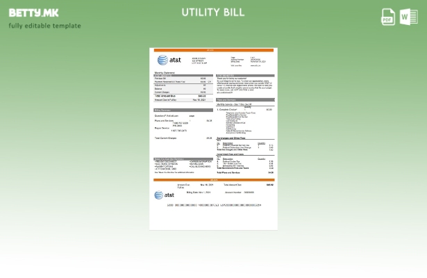Модерен стил на САД Тексас AT&T телекомуникациски сметки за комунални услуги