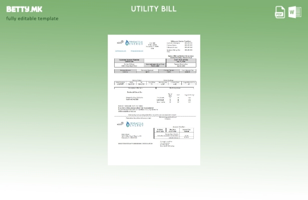 Модерен стил на САД Флорида Pensacola Energy шаблон сметки за комунални услуги