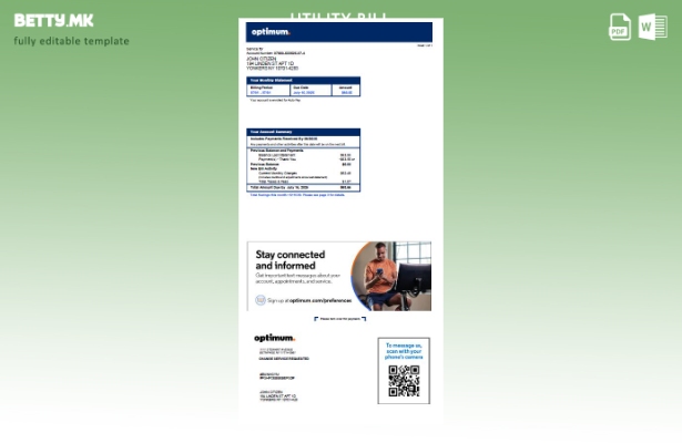 Модерен стил на САД Шаблон за верзија на сметки за комунални услуги