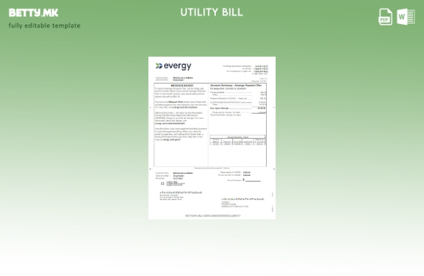Модерен стил на САД Evergy шаблон сметки за комунални услуги
