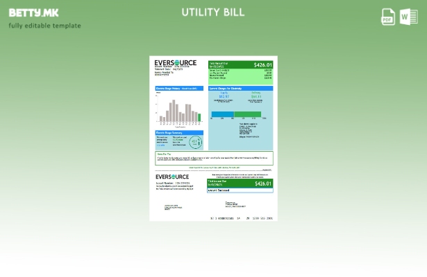 Модерен стил на САД Eversource шаблон сметки за комунални услуги