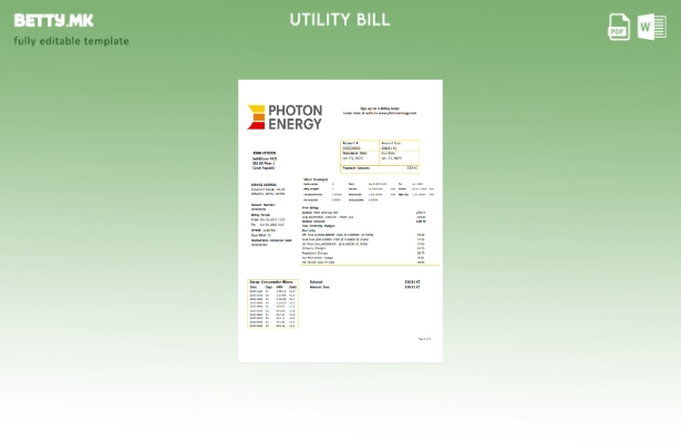 Модерен стил на Чешката Република Фотон за енергетска сметка за комунални услуги