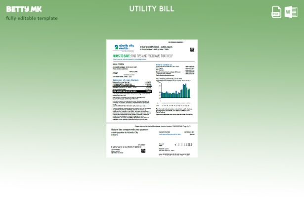 Модерен стил на шаблон верзија на сметки за комунални услуги на САД Атлантик Сит