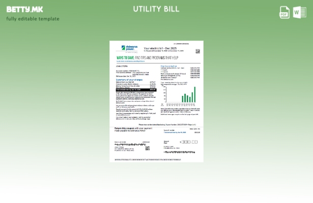 Модерен стил на шаблон верзија на сметки за комунални услуги на САД Delmarva Pow