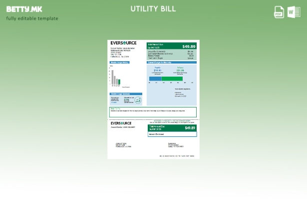 Модерен стил на шаблон верзија на сметки за комунални услуги на САД Eversource