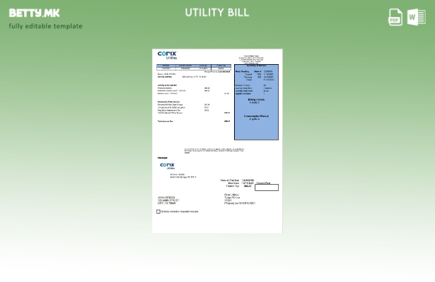 Модерен стил на USA Corix Utilities шаблон за сметки
