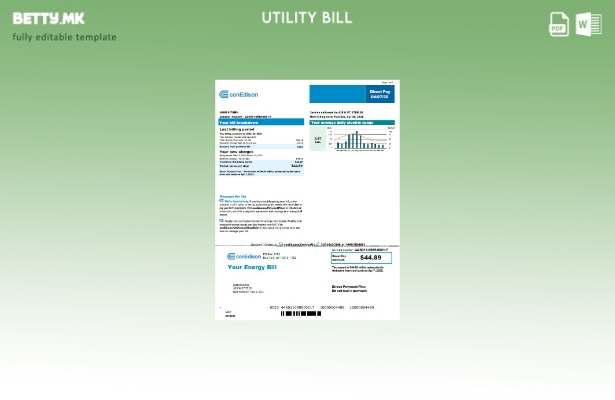 Модерен стил шаблон верзија на сметки за комунални услуги на САД Conedison 2