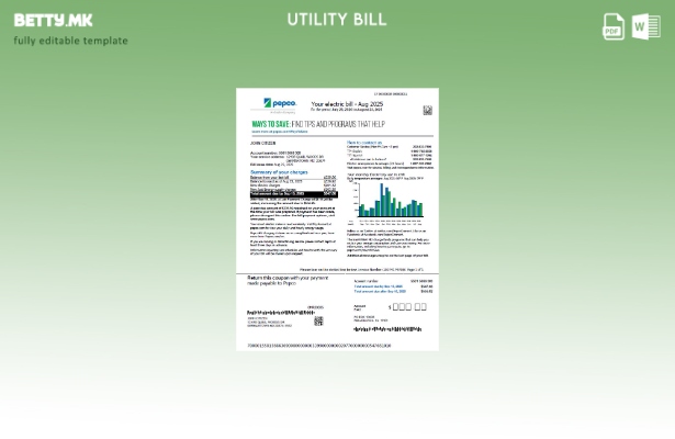 Модерен стил шаблон верзија на сметки за комунални услуги на САД Pepco