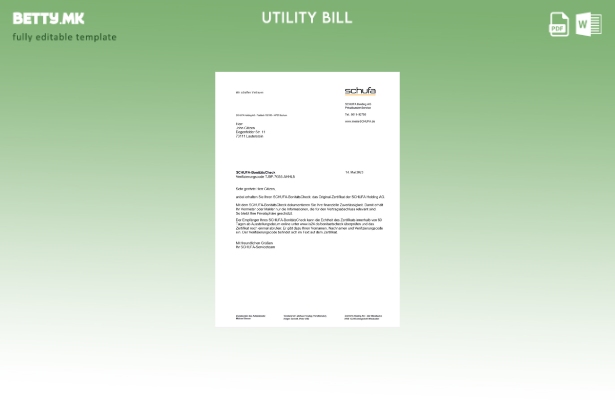 Модерен стил шаблон за збор за сметки за комунални услуги Германија Schufa