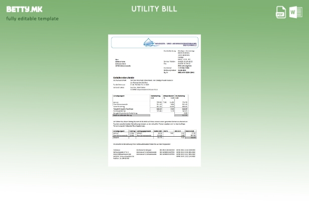 Модерен стил шаблон за збор за сметки за комунални услуги во Германија Wavwasser