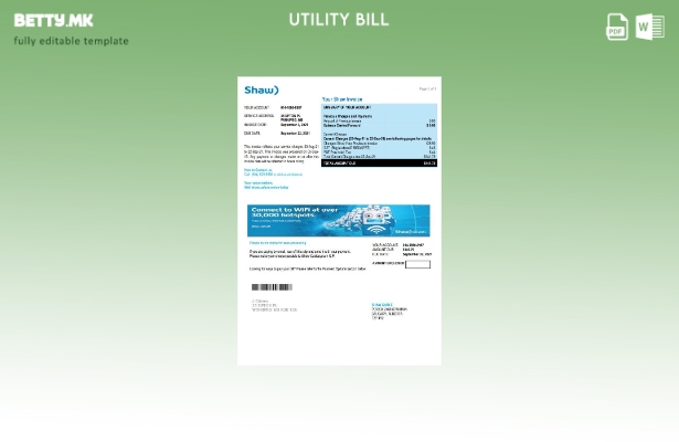 Модерен стил шаблон за збор за сметки за комунални услуги на Канада Шо