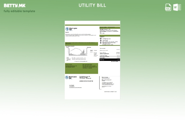 Модерен стил шаблон за збор за сметки за комунални услуги на САД Вашингтон гас (