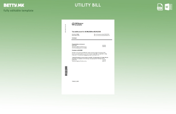 Модерен стил шаблон за збор за сметки за комунални услуги HM Revenua и царина