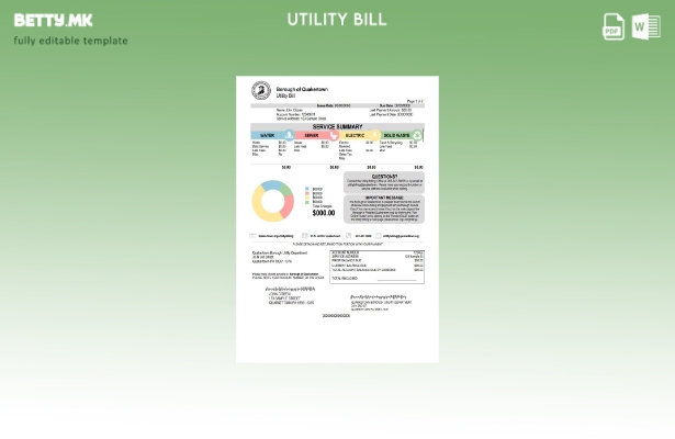 Модерен стил шаблон за комунални сметки во САД Пенсилванија Quakertown Borough в