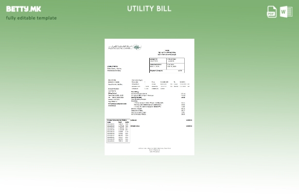 Модерен стил шаблон за комунални сметки за Палестинска електрична компанија (ПЕЦ