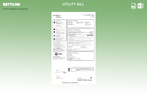 Модерен стил шаблон за комунални сметки за гас во САД Колумбија од Охајо
