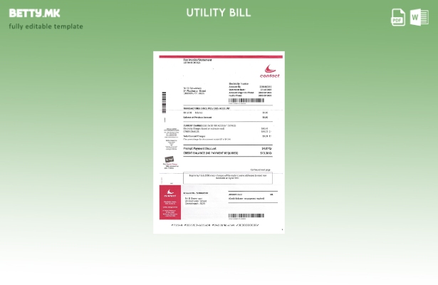 Модерен стил шаблон за сметка за електрична енергија на Нов Зеланд