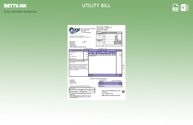 Модерен стил шаблон за сметки за комунални услуги во САД Мисисипи Дикси Електрик