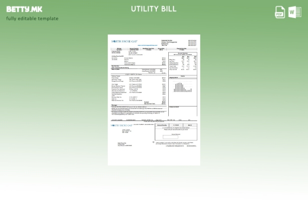 Модерен стил шаблон за сметки за комунални услуги за гас во САД Илиноис Норт Шор