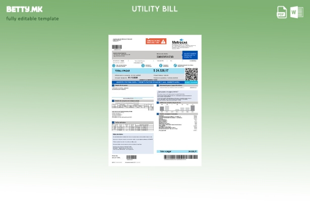 Модерен стил Argentina MetroGAS S.A. factura de шаблон за сметки за комунални ус