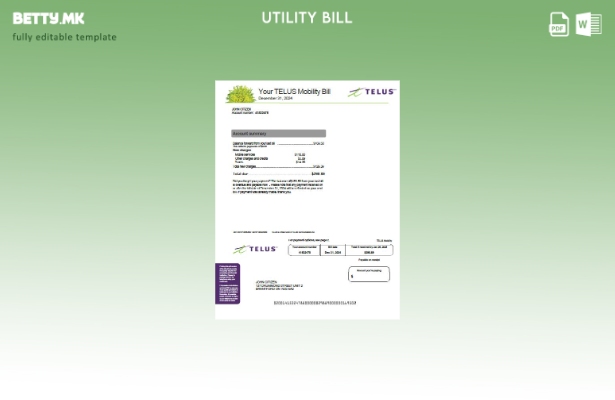 Модерен стил Canada Telus за комунални сметки за верзија на шаблон