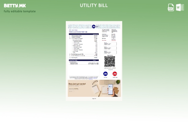 Модерен стил India Jio Digital Life шаблон за збор верзија за комунални сметки