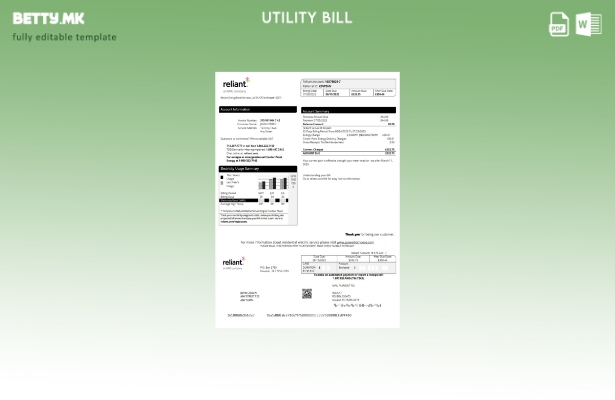 Модерен стил USA Reliant шаблон за сметки за комунални услуги