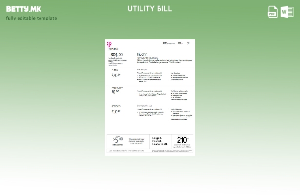 Модерен стил USA T шаблон за верзија за мобилна сметка за комунални услуги